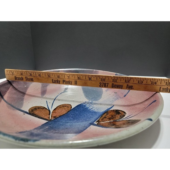 JOHN FREIMARCK STUDIO ART POTTERY VINTAGE SIGNED 14.5" SHALLOW BOWL TRAY PLATE - Picture 5 of 7